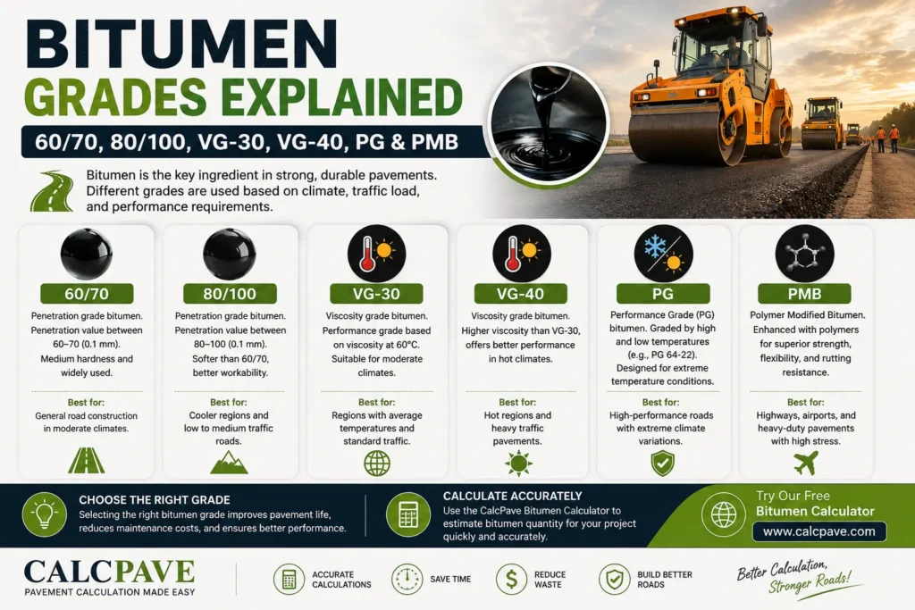 Bitumen Grades Explained: 60/70, 80/100, VG-30, VG-40, PG & PMB